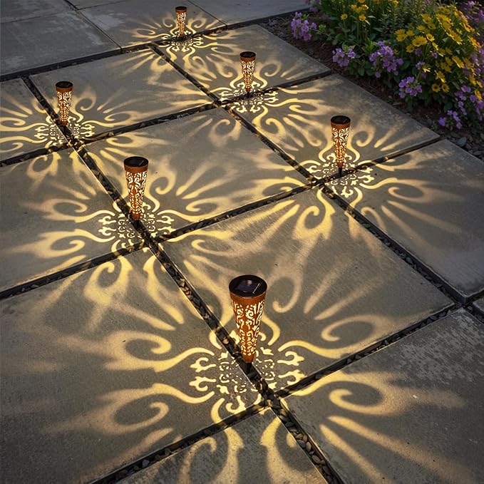 6-Pack Red Solar Path Lights, Outdoor Walkway LED