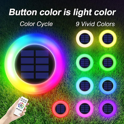 intelamp Solar Pathway Lights Outdoor, 2 Pack 9 Color Changing with Remote Control, Dusk to Dawn Solar Powered Waterproof LED Ground Lighting for House Outside Lawn Garden Yard Patio