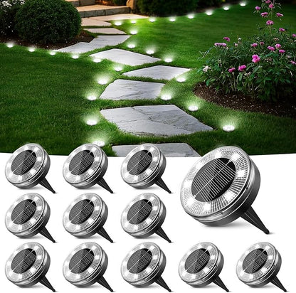 Peasur Mini Solar Ground Lights, 12 Pack Flat Solar Disc Lights Outdoor Waterproof, 2.3 Inch Small Solar Garden Lights Landscape Lighting for Outside Pathway Garden Yard Lawn Walkway,Cool White