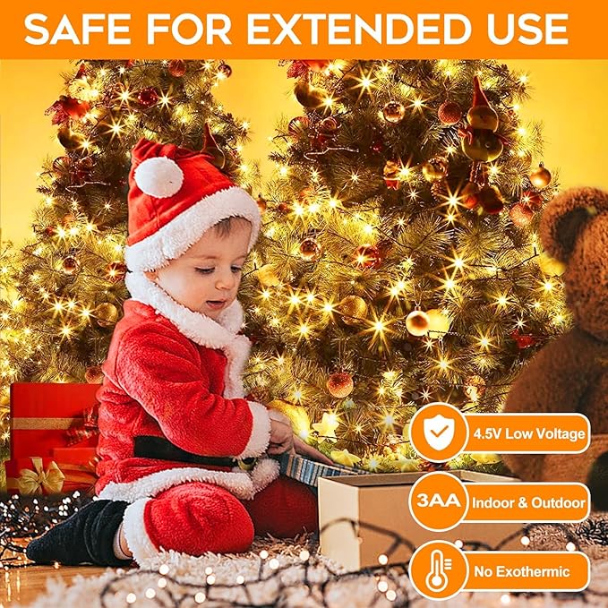 Christmas Fairy Lights, 33ft 100 LED Battery Twinkle Lights