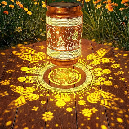 2 Pack Butterfly Solar Lanterns Outdoor Waterproof Solar Garden Decor, Birthday Gifts for Women Mom Grandma, Metal Hanging Lights with Shepherd Hook for Outside Yard Patio Pathway Porch