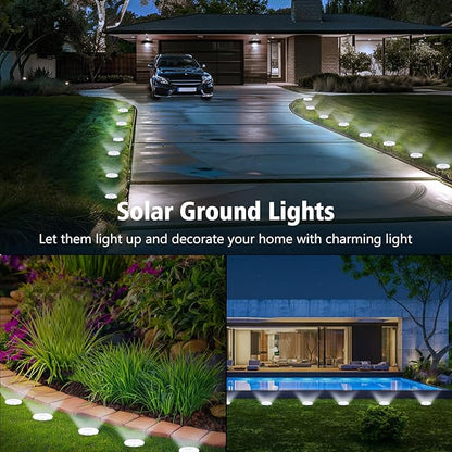 echosari Solar Ground Lights 6 Pack, Upgraded Solar Garden Lights Auto ON/Off Landscape Lighting Outdoor In-Ground Lights Waterproof Long Lasting for Pathway Walkway Patio (Cool White)