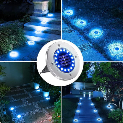 NFESOLAR Solar Outdoor Lights with 16 LEDs, Blue Color Bright Solar Ground Lights Outdoor Waterproof for Pathway Garden Yard Halloween Decorations (8 Pack)
