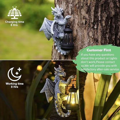 Dragon Tree Hugger Garden Decor - 9.3 Inch Garden Statues Lawn Ornaments for Outside Balcony Yard Art Outdoor,Garden Gifts for Women,Mom,Grandma