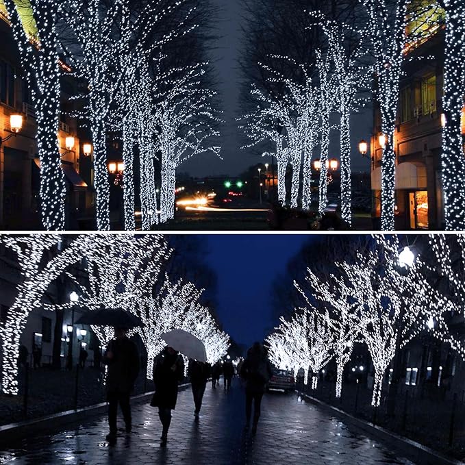 Solar String Lights Outdoor, 4 Pack Each 100 LED Solar Twinkle Lights for Outside, Waterproof Copper Wire with 8 Modes Solar Fairy Lights for Garden Yard Tree Wedding Christmas Decor(Cool White)