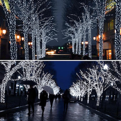 Solar String Lights Outdoor, 4 Pack Each 100 LED Solar Twinkle Lights for Outside, Waterproof Copper Wire with 8 Modes Solar Fairy Lights for Garden Yard Tree Wedding Christmas Decor(Cool White)