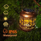 Backyard Solar Patio Lanterns, Metal Waterproof LED