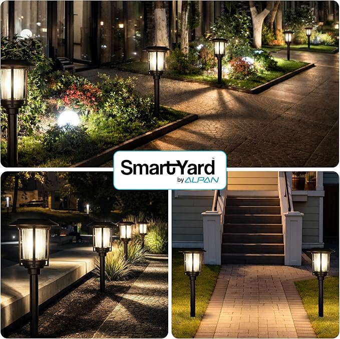 Solar Pathway Lights – Pack of 6, 6 Lumens, Warm White LED, Bronze Finish, Durable Die-Cast Aluminum & Stainless Steel with Glass Lens, Outdoor Garden Lighting, LED Solar Pathway Lights