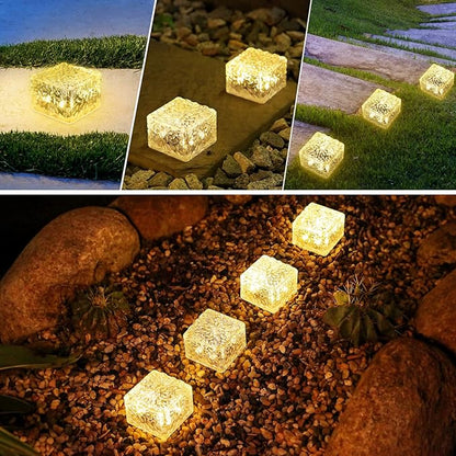 6 Pack Solar Brick Lights Landscape Path Light Garden Decoration Yard Paver Road Lighting Recessed Paver for Garden, Pathway, Patio, Walkway Decor
