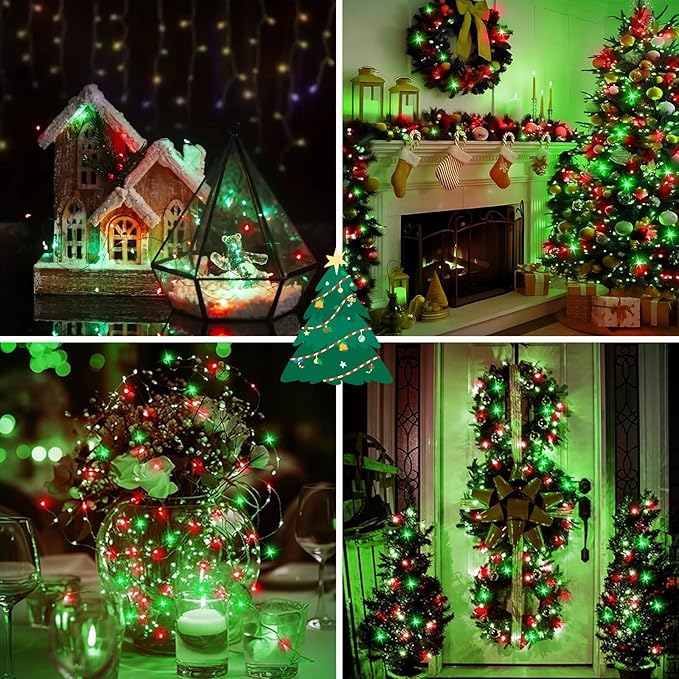 4-Pack 240 LED Christmas Twinkle Lights, 80ft Waterproof for Porch