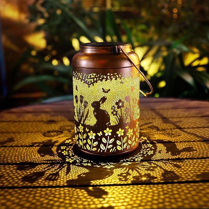 Classic Rabbit Solar Lanterns for Patio, Waterproof LED