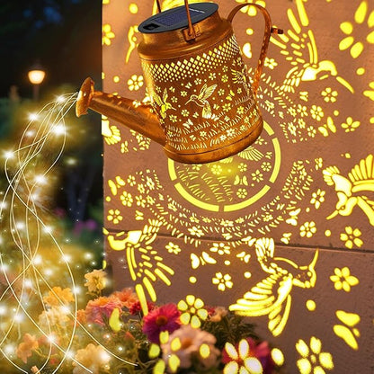 VOOKRY Solar Lights Outdoor Waterproof, Hummingbird Retro Metal Solar Watering Can Lights, Birthday Gifts for Women Mom Grandma, Hanging Lantern Decorative Garden Decor for Outside Yard Lawn Patio