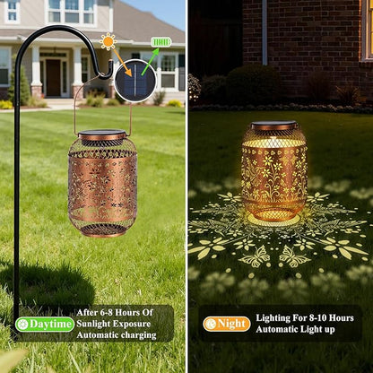 Vaukki Solar Lantern Outdoor Waterproof, Hummingbird Garden Decor Birthday Gifts for Women Friendship Mom Grandma Sister, Metal Hanging Solar Lights for Outside, Patio, Yard, Backyard, Porch, Pathway