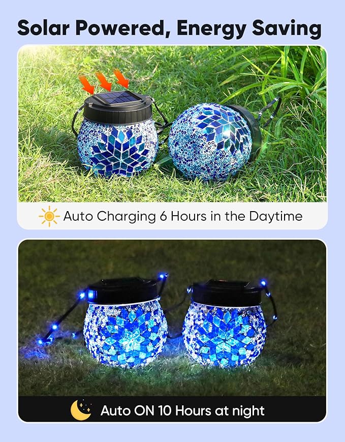 Globe Solar Hanging Lanterns 6-Pack, Rustic Garden Decor