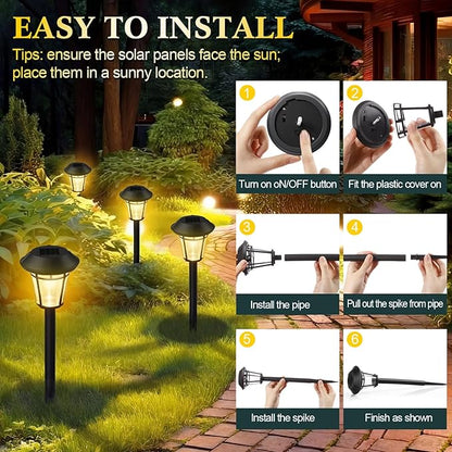 Tuanse 20 Pack Solar Pathway Lights Outdoor - Waterproof LED Bulk Solar Landscape Walkway Lights for Yard Garden Patio Lawn Decoration (Warm Light)