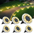 6-Pack Solar Ground Disk Lights, Warm White Waterproof LED