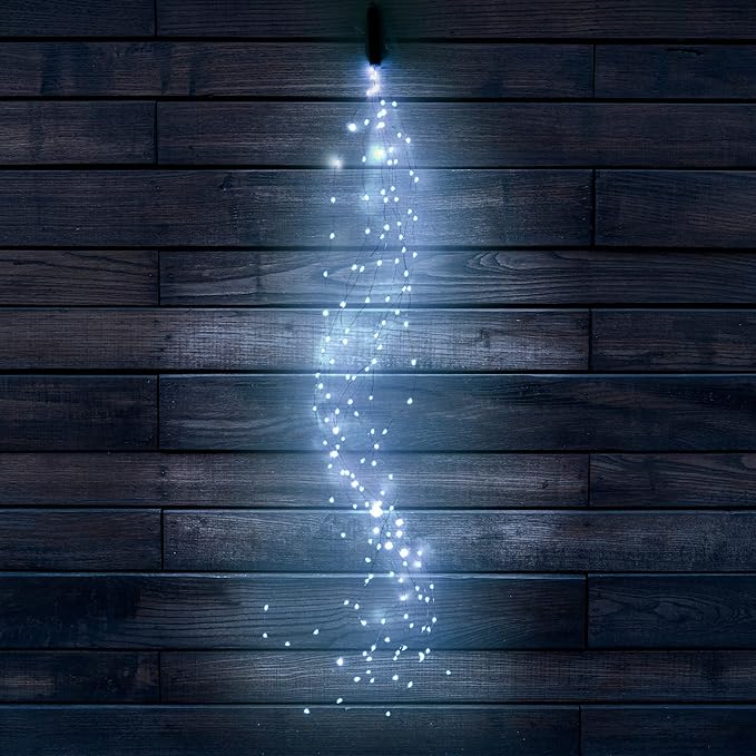 10 Strands 200 LED Firefly Bunch Lights, Waterproof, Plug in String Lights for Waterfall Vine String Lights Watering Can Lights Outdoor Garden, White