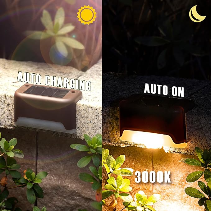 16-Pack Solar Stair Step Lights, Warm White Waterproof