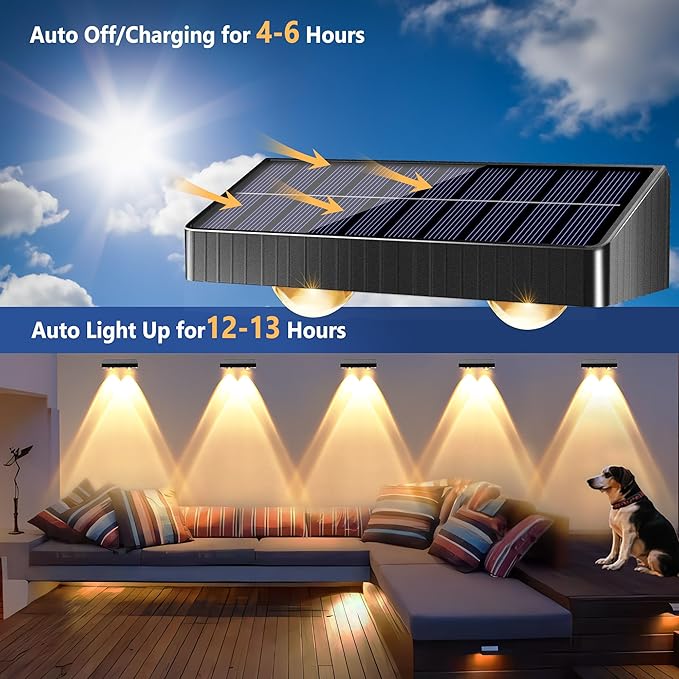 Brizled Solar Fence Lights Outdoor, 6 Modes 2700/4500/6500K 250ml Fence Solar Lights, IP65 Waterproof Outdoor Wall Light Landscape Lighting for Backyard Garden Patio Deck Railing Wall Poolside, 8 Pack