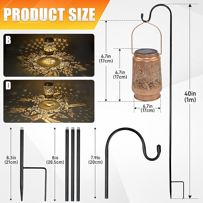 Hummingbird Solar Lantern - Outdoor Decorative solars Lantern for Garden, Backyard, and Porch - Waterproof Hanging Lanterns for Outside - Perfect Gifts for Women