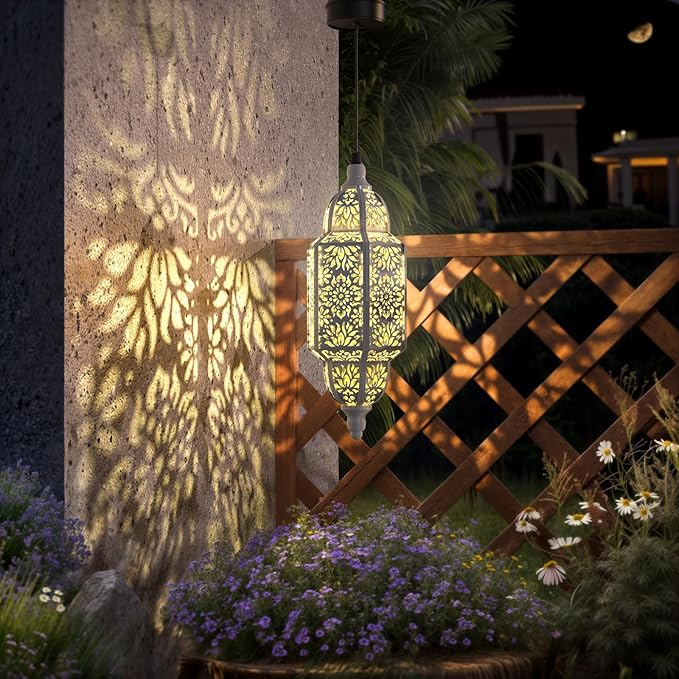 Solar Moroccan Hanging Pendant Lantern, Waterproof