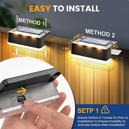 SOLPEX Solar Fence Lights, Solar Deck Lights Outdoor Waterproof Solar Powered for Step, Stair, Balcony,Front Porch,Garden, Walkway,Yard, Patio Decor, IP65 Waterproof (16 Pack, Warm White) 6 LEDs