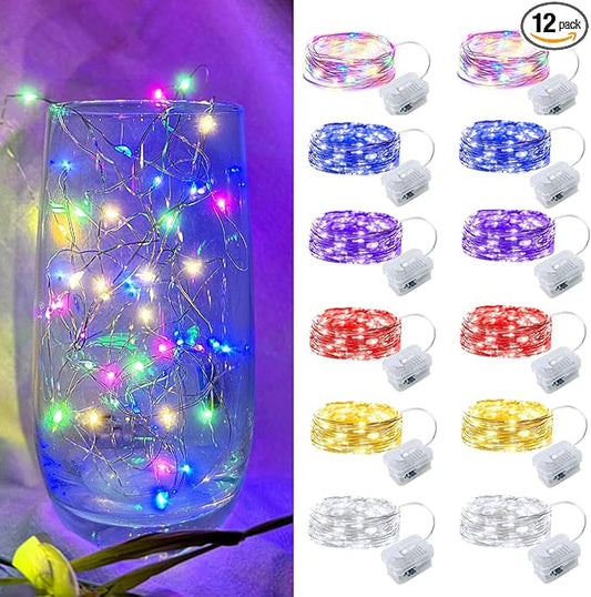 12-Pack Christmas String Lights, 7ft 20 LED Waterproof Twinkle Lights