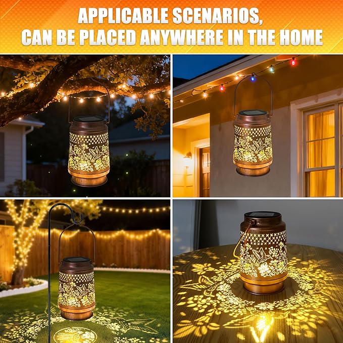 Hummingbird Solar Lantern - Outdoor Decorative Solar Lanterns for Garden, Patio, Backyard, and Porch - Waterproof Hanging Lantern for Outside - Perfect Gifts for Women