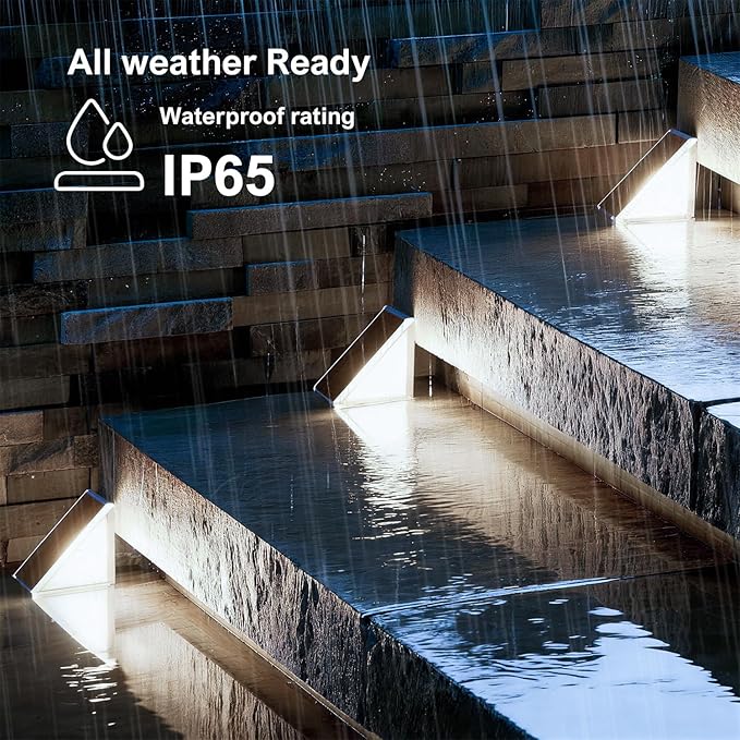 Brown Solar Step Light Outdoor Stair Lights, Deck Lights Outdoor Powered IP65 Waterproof, 6500K Cool White Solar Outdoor Step Light, Decor for Stair, Deck, Step,Porch and Outside Patio,16 Pack