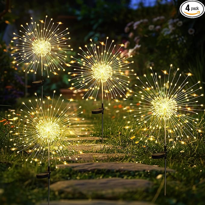 Solar Yard Path Lights 4-Pack, Waterproof
