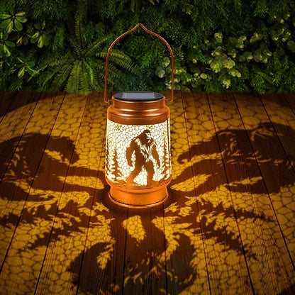 Bigfoot Solar Lanterns Outdoor Waterproof - Wxiben Bigfoot Sasquatch Gifts for Men Women, Big Foot Metal Solar Hanging Lights, Decorative LED Lanterns for Tabletop Yard Patio Lawn Garden Decor