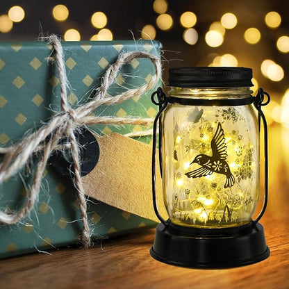 Christmas Gifts for Women Hummingbird Solar Lanterns Hummingbird Mom Birthday Gift Solar Lights Hummingbird Gifts Bird Christmas Decorative Lanterns for Yard, Patio, Lawn, Pathway, Garden Decor
