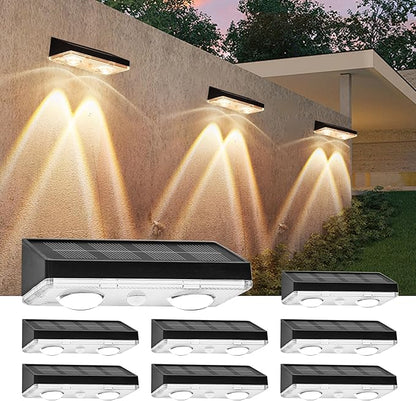 Solar Fence Lights Outdoor 8 Pack – Warm White with IP65 Waterproof Solar Deck Lights, 3000K Soft Ambient Glow for Fence Post, Backyard, Patio, Pathway – 12+ Hour Runtime, No Wiring, Auto On/Off