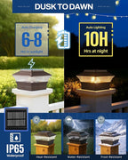 Brown Solar Fence Post Caps 2-Pack, Deck LED