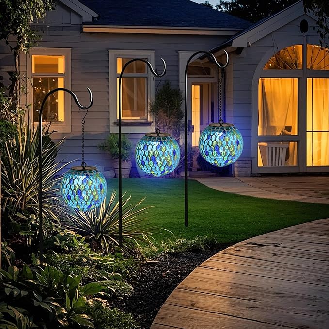 Mosaic Solar Lantern Set, Classic Outdoor Lighting