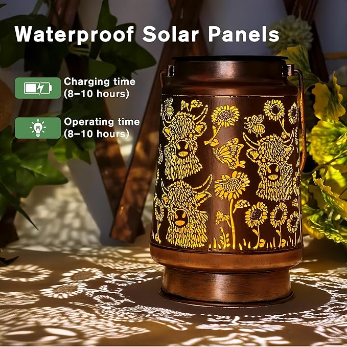 Garden Solar Hanging Lanterns, Metal Porch Decor