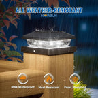 Solar Post Cap Lights 8-Pack, Waterproof LED