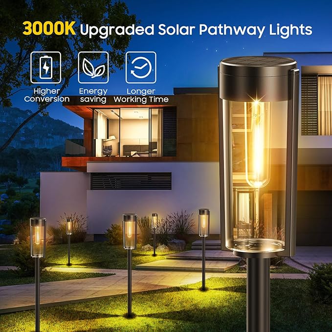 6-Pack IP65 Solar Landscape Lights for Walkway