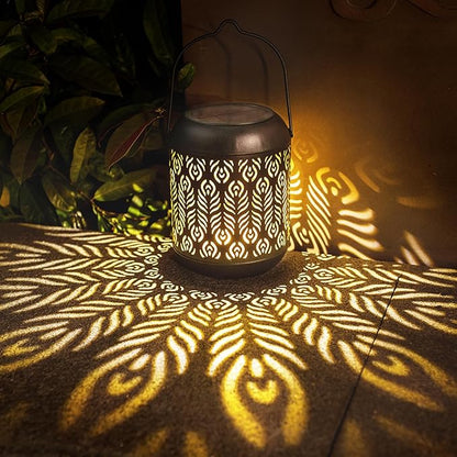LeiDrail Solar Lantern Outdoor Hanging Lanterns Garden Metal Decorative Light Warm White LED Waterproof Landscape Lighting for Table Pathway Party Yard - 2 Pack