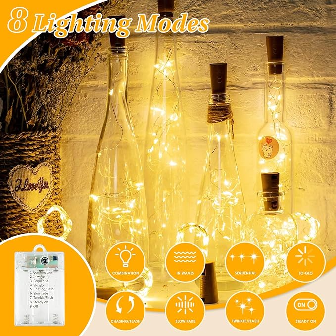 2-Pack 120 LED Christmas Twinkle Lights, 20ft Waterproof for Backyard