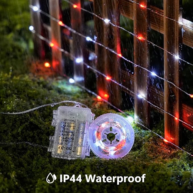 Christmas Fairy Lights 2-Pack, 66ft 200 LED Battery Twinkle Lights