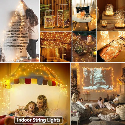 4-Pack 16ft Christmas LED String Lights, Waterproof Timer Lights