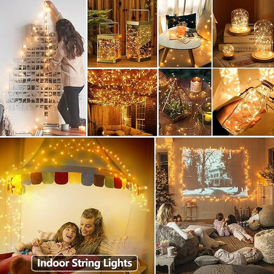 4-Pack 16ft Christmas LED String Lights, Waterproof Timer Lights
