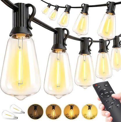 Outdoor String Lights, 100ft Waterproof ST38 Shatterproof Bulb Patio Lights, Backyard & Gazebo Hanging Lights