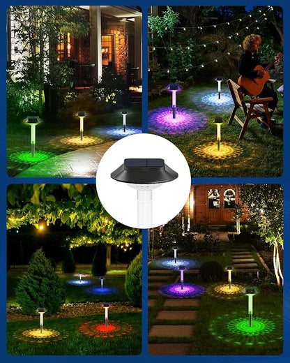 ALEPOD Color Changing Solar Pathway Lights - 8 Pack IP68 Waterproof with 7 RGB Modes for Halloween & Christmas Yard, Garden, Walkway, Pathway, Backyard, Lawn Decoration