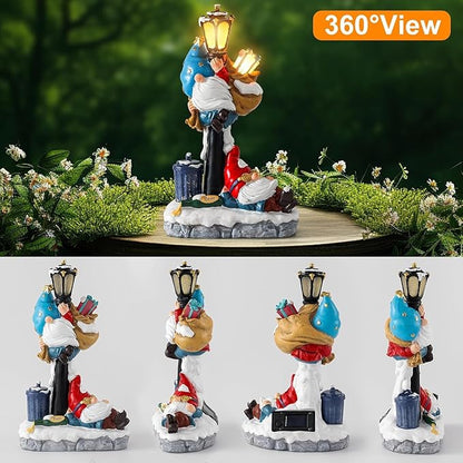 WINTS Solar Garden Gnome,Outdoor Gnome with Solar Lights Decor for Patio,Lawn,Yard,Balcony,Funny Gnomes Gifts for Women,Housewarming,Birthday