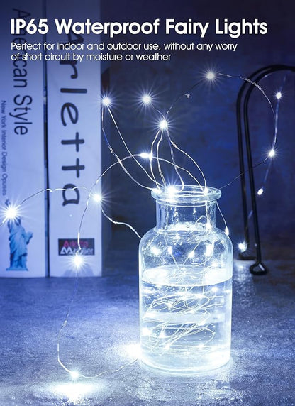 7ft White String Lights for Patio, Waterproof LED