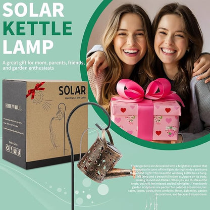 Solar Watering Can Lights Outdoor，Metal Hanging Garden Decor, Waterproof Solar Powered Lights for Patio, Lawn, Yard，Cute Outdoor Decoration for Mom, Grandma, Lady，Perfect Birthday Gift