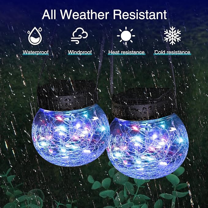 Crackle Solar Lantern Set 2-Pack, Classic Yard Lighting