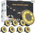 8-Pack Solar Ground Disk Lights, Waterproof LED